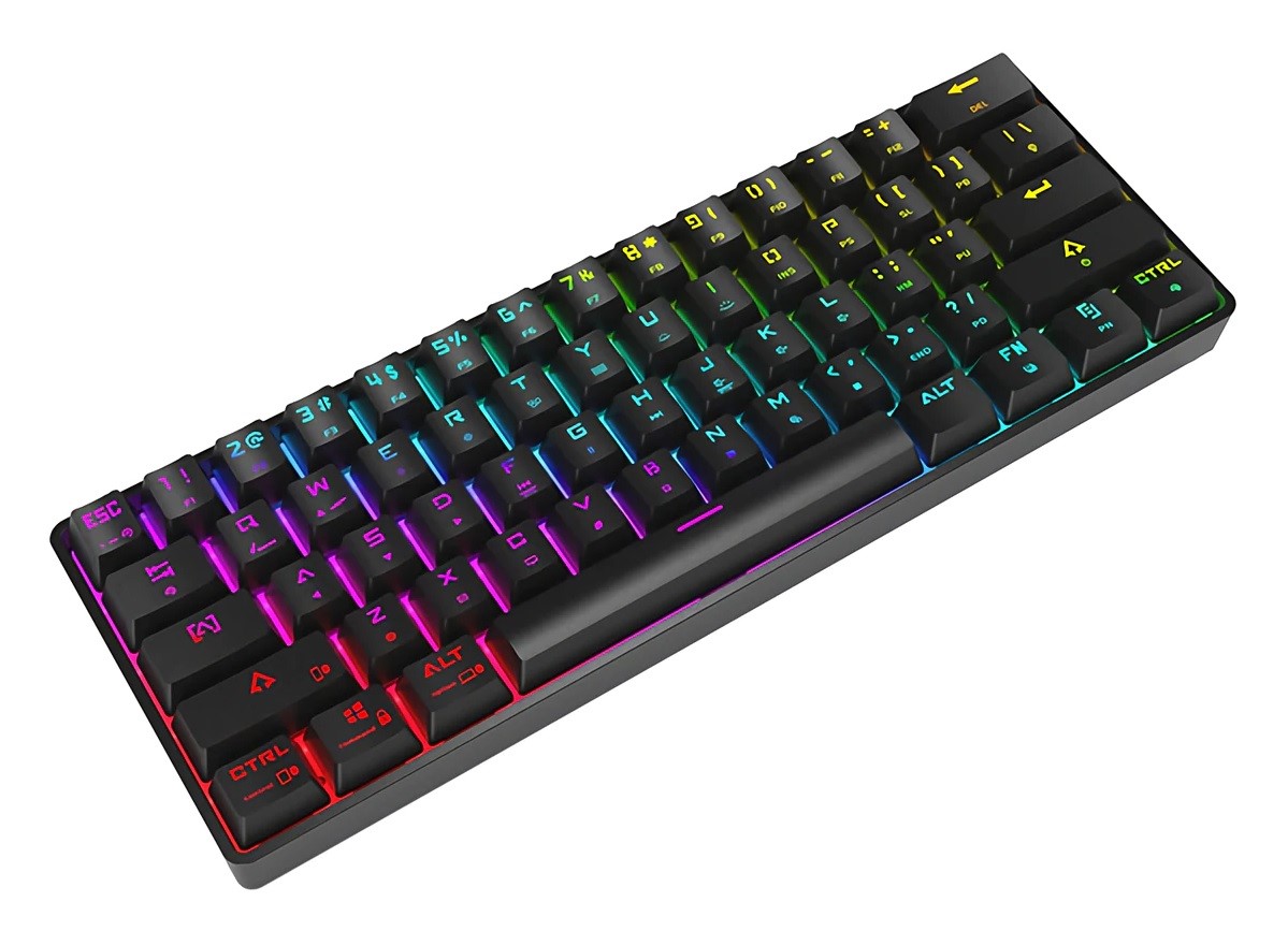 A photo of the layout of the DK61 keyboard.