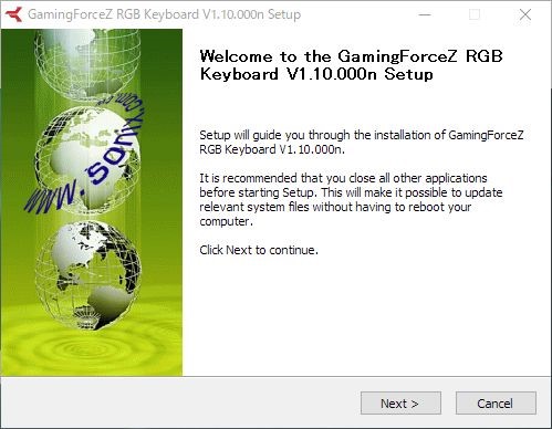 A photo of the GamingForceZ keyboard software.