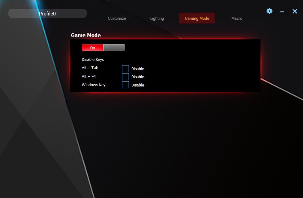 A photo of the GamingForceZ keyboard software.